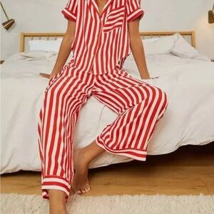 Free People Red and White Striped Pajama Set